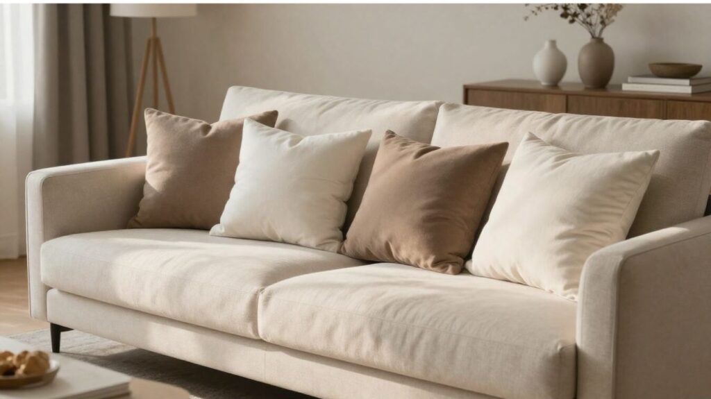 Neutral throw pillow combinations for elegant sofa styling