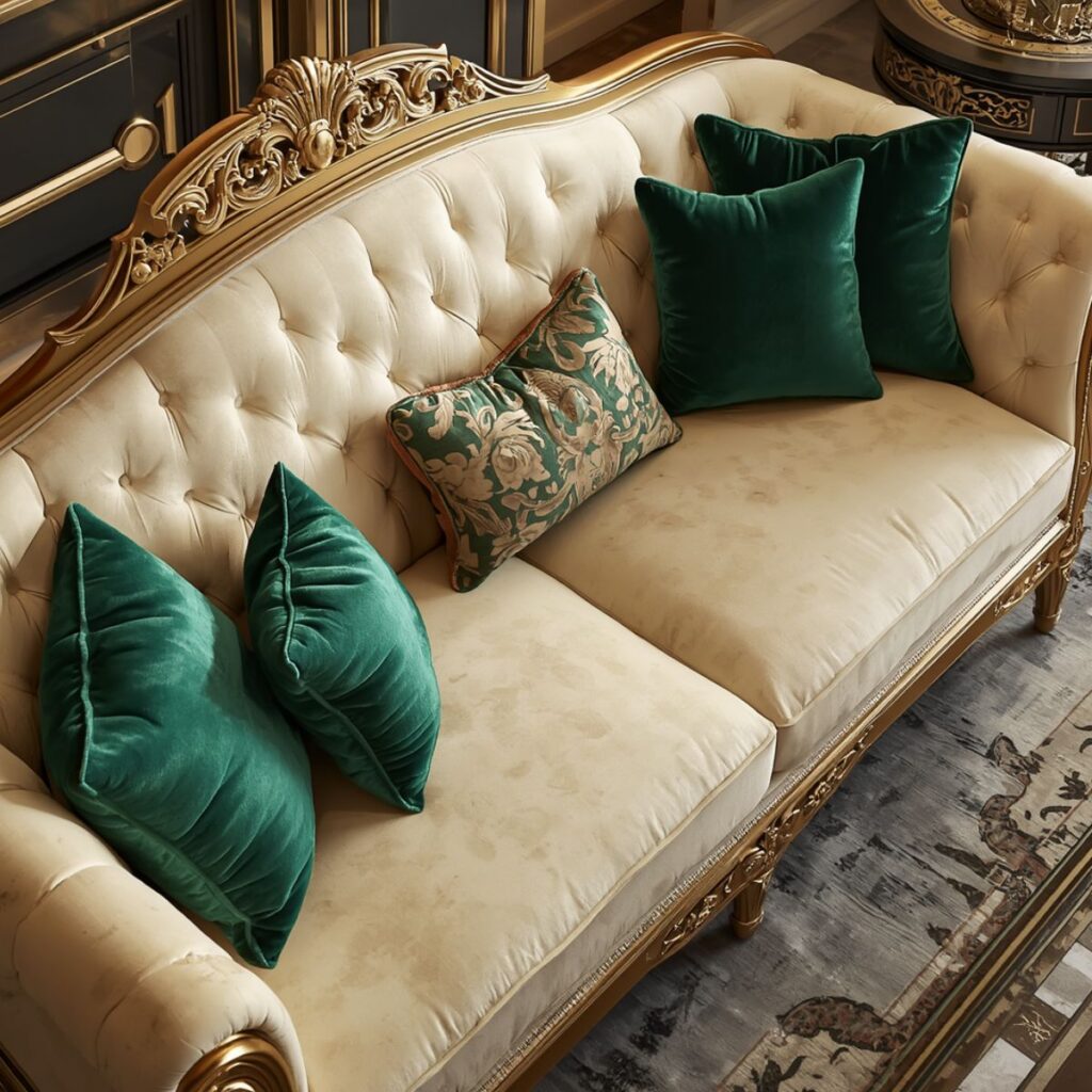 Luxury velvet throw pillows for modern sofa