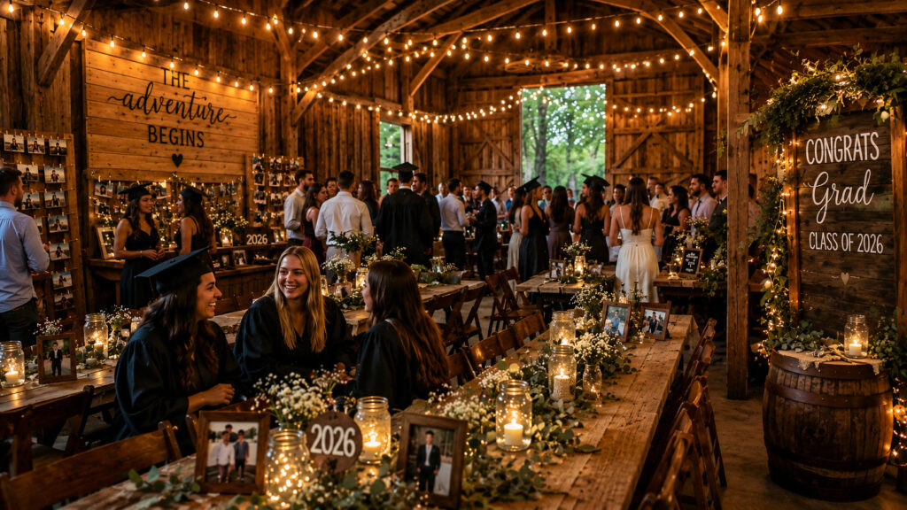 “A rustic graduation barn party
