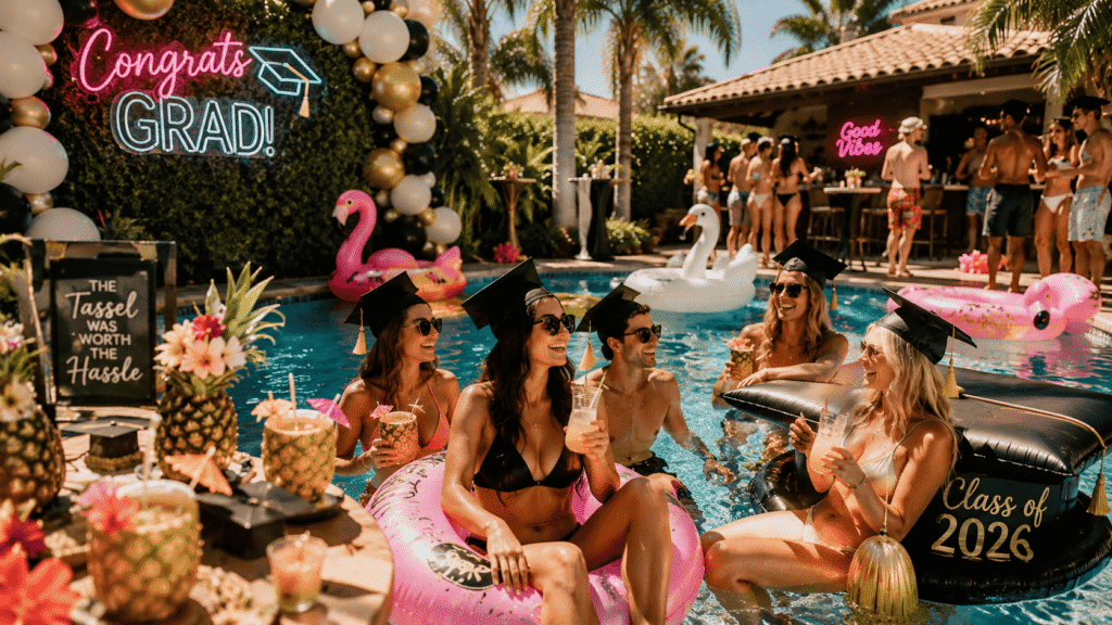 A trendy graduation pool party