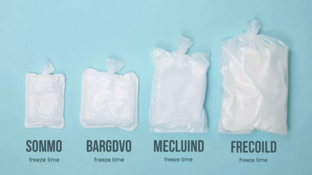 Different types of best reusable ice packs for lunch bags size comparison