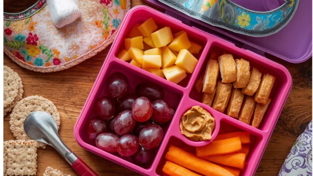 healthy lunch ideas for school kids — colorful bento
box with fruits vegetables and wraps