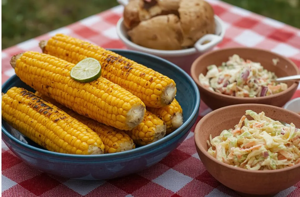 Classic sides like grilled corn and potato salad for 4th of July