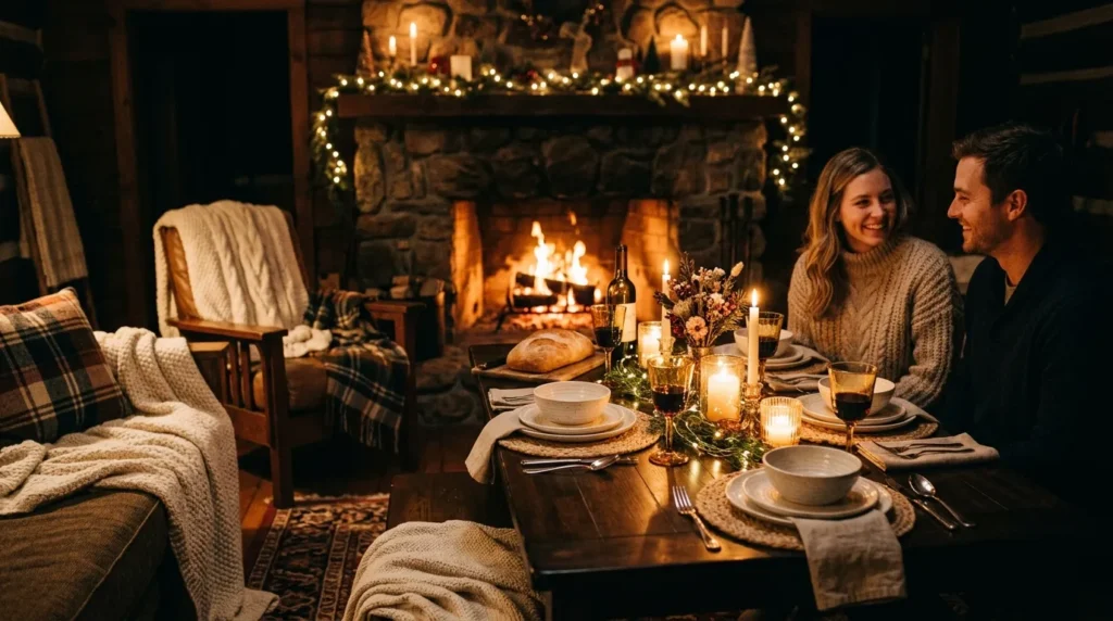  fireplace-fairy-light-dinner-setup