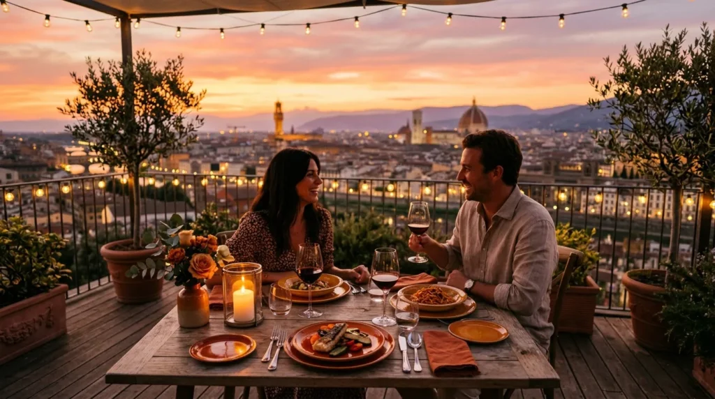 rooftop-sunset-dinner-setup