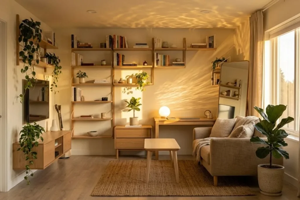 Finished small space decor ideas transformation — tiny apartment feeling twice as big