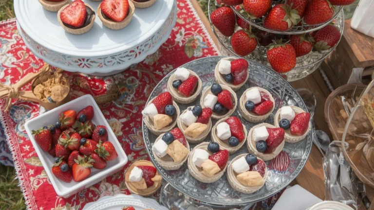 4th of July food ideas – snack station with OREO minis and patriotic fruit skewers