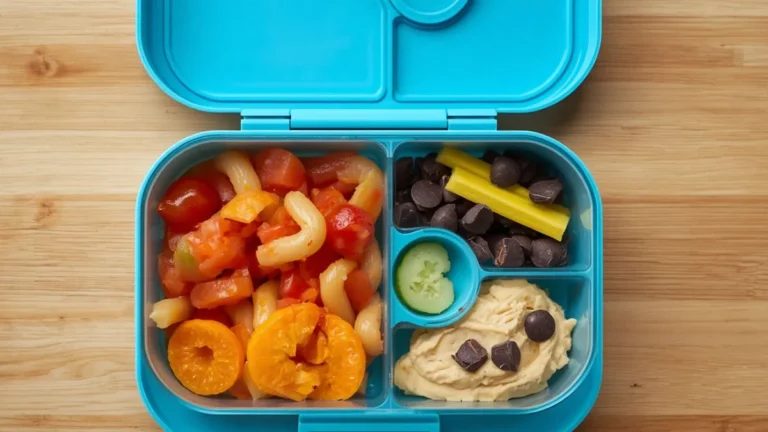 Best school lunch ideas for kids packed in a colorful vegetarian bento box