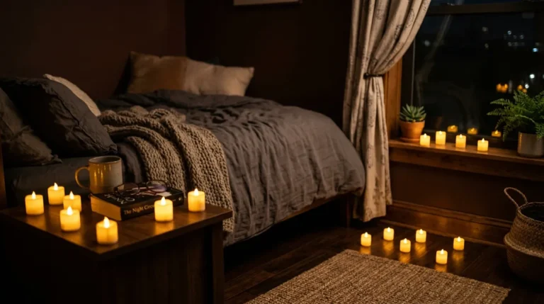 Dreamy Romantic Aesthetic Pics bedroom decorated with flickering flameless candles
